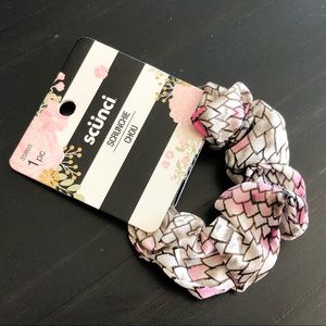 Scünci Scrunchie New Pink Brown Dragon Scales Print Satin